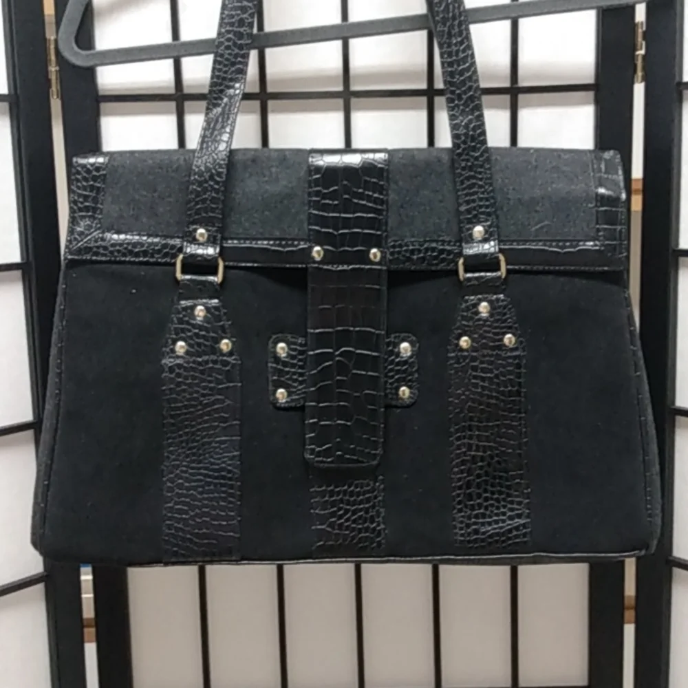 Black and Gray Suede Laptop messenger bag/tote NWOT